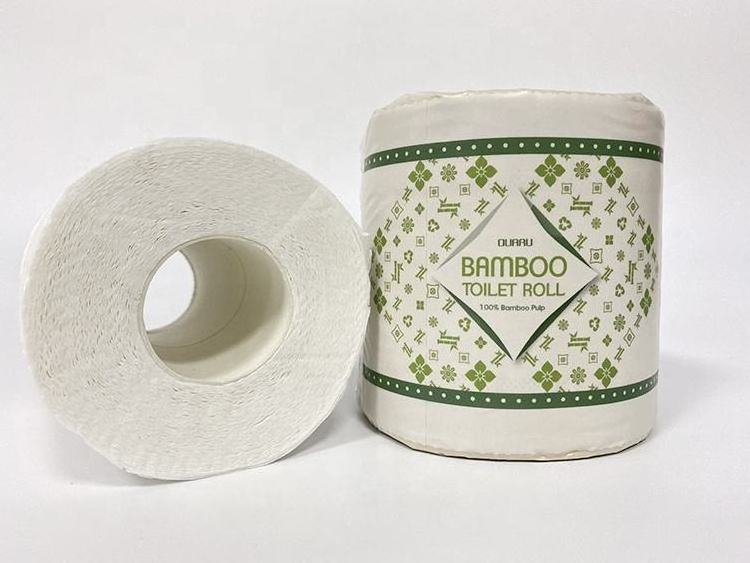 Ecofriendly virgin bamboo pulp Plain pattern White color jumbo package 2ply toilet paper