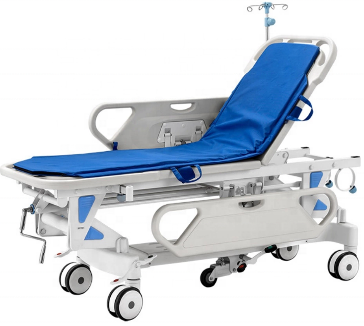 Hospital equipment Luxury patient hydraulic trolley ABS patient stretcher Emergency transfer Trolley  Ambulance Stretcher bed