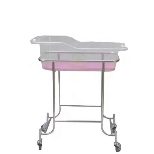 Hospital new-born baby Cribs stainless steel Baby Bed Bassinet hydraulic infant cot bed transparent cot crib baby bed cart