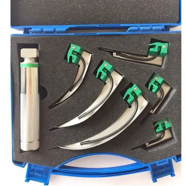 Factory Price  Fiber Optic Lamp Stainless Steel Laryngoscope Set for Adult Use