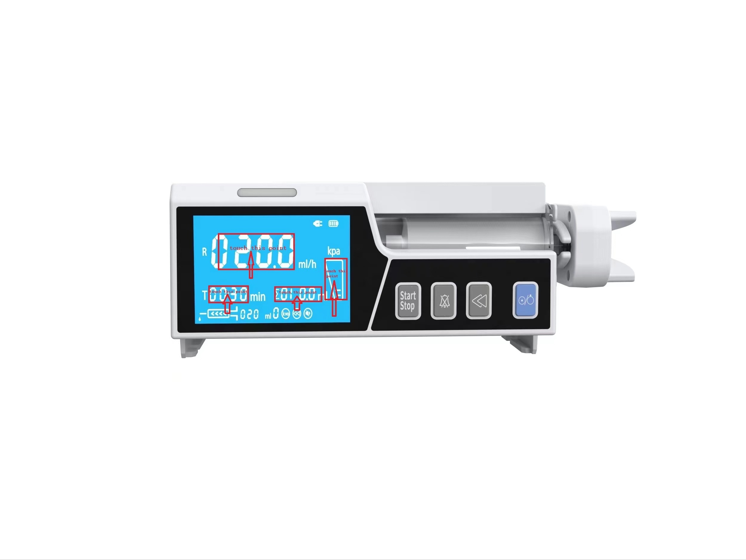 Cost-efficiency Touch Screen Ambulance Single Channel Syringe Pump for Hospital