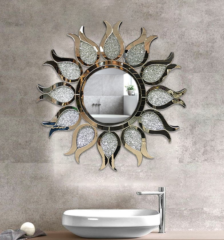 Crushed Diamond Mirrored Console Table with Wall Mirror Set Mirrored Hallway Table Furniture set