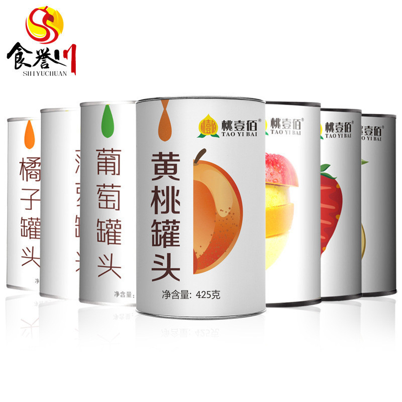 Healthy and delicious canned fruit 6 cans mixed yellow peach canned whole box of assorted orange bayberry coconut snacks