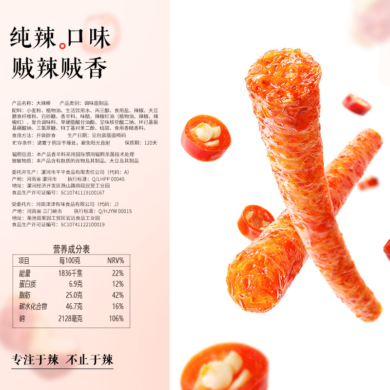 Wholesale Famous Chinese weilong snack Spicy Strip Gluten Snack Spicy big latiao