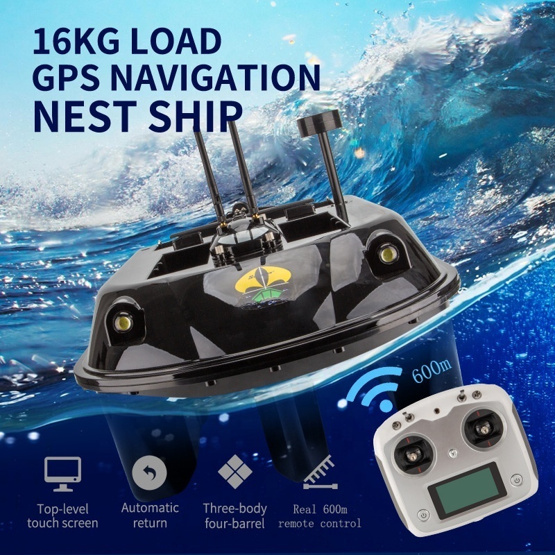 Rising 2023 New China GPS RC 16000 mAh 4 Hoppers 600m Control With Fish Finder Carp Fishing Bait Boats