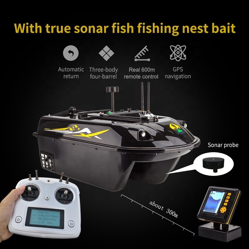 Rising 2023 New China GPS RC 16000 mAh 4 Hoppers 600m Control With Fish Finder Carp Fishing Bait Boats