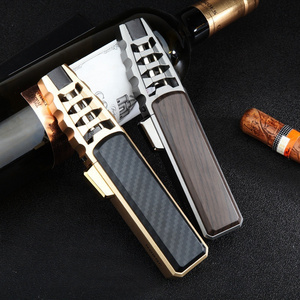 RISING Wholesale Windproof Cigar Blow Torch Gun BBQ Metal Recyclable Jet Flame Butane Gas Refill Lighter