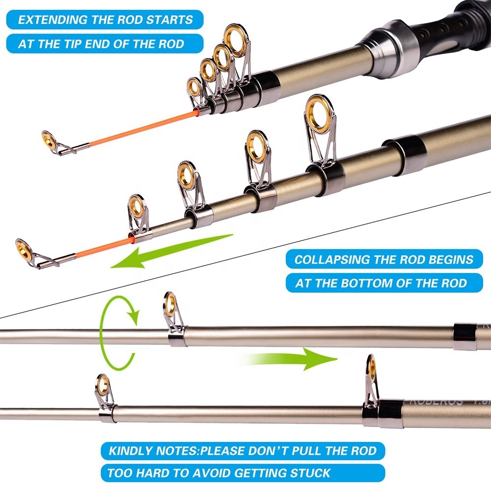 Hot Selling 1.8M Complete Full Set Trout Carp Carbon Fiber Surf Pole Telescopic Fishing Rod And Reel Combo