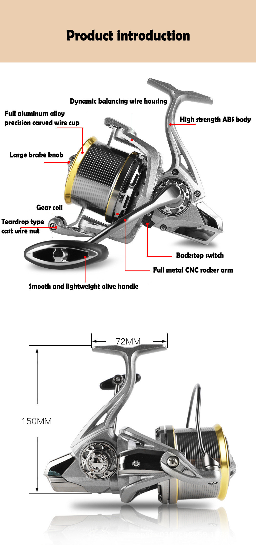 RISING Baitcasting Surf 17+1BB Jigging 25KG Max Drag 8000 10000 12000 14000 Sea Ocean Boat Big Game Spinning Fishing Reel