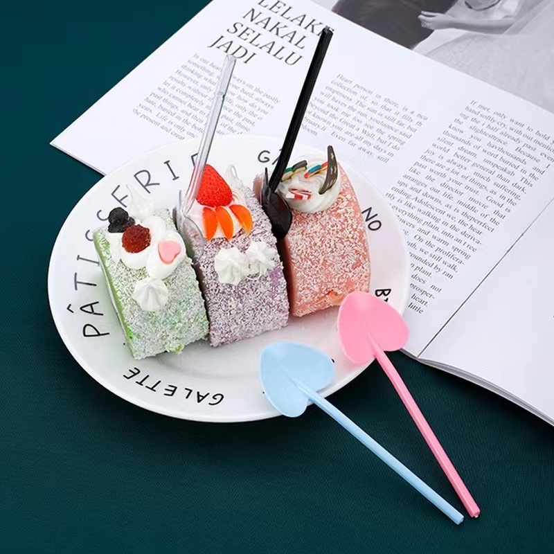 Disposable Plastic Food Scoop Heart Shape Plastic PS Ice Cream Measuring Spoon Dessert Cake Food Scoop custom