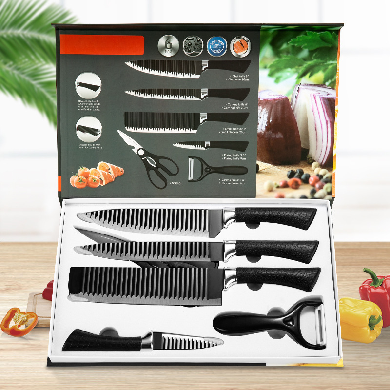 RTS Best Selling Kitchen Tools & Accessories Stainless Steel Knives 6 Piece Cooking Set Wholesale