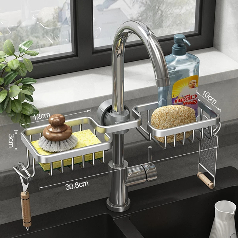 RTS Hot Selling Kitchen Sink Faucet Rack Stainless Steel Drain Rack Kitchen & Bathroom Storage Rack