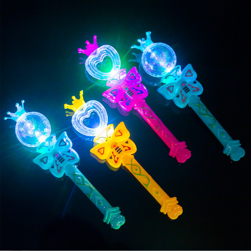 RTS New Arrival Children Light Up Magic Wand Princess Butterfly Led Flashing Luminous Magic Stick