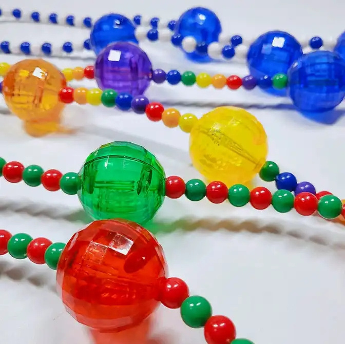 Custom 3CM LED Large Mardi Gras Beads Flash Color Beads Chain Party Holiday Carnival Gifts