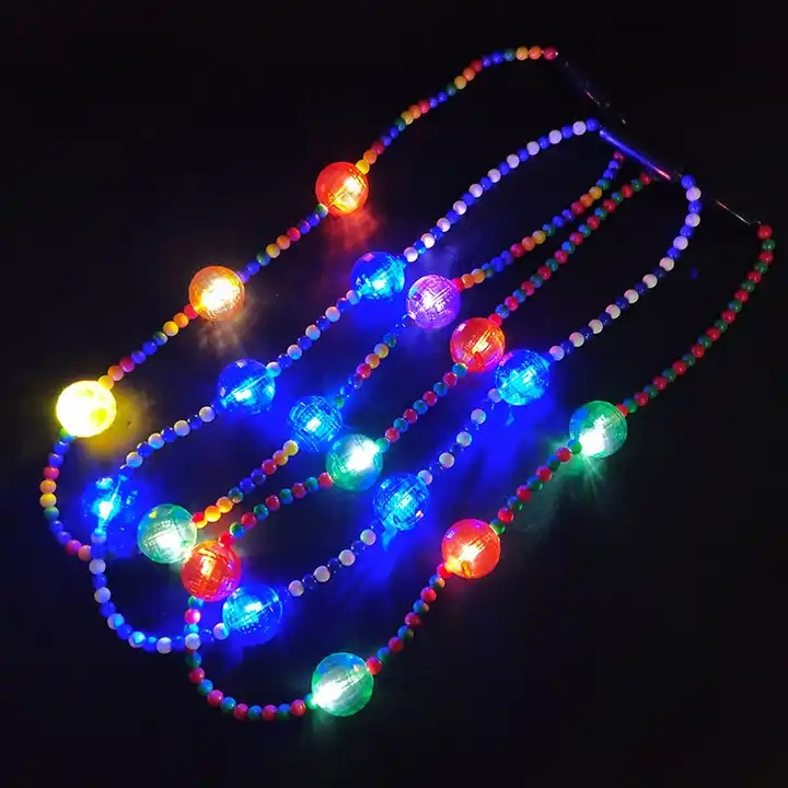 Custom 3CM LED Large Mardi Gras Beads Flash Color Beads Chain Party Holiday Carnival Gifts