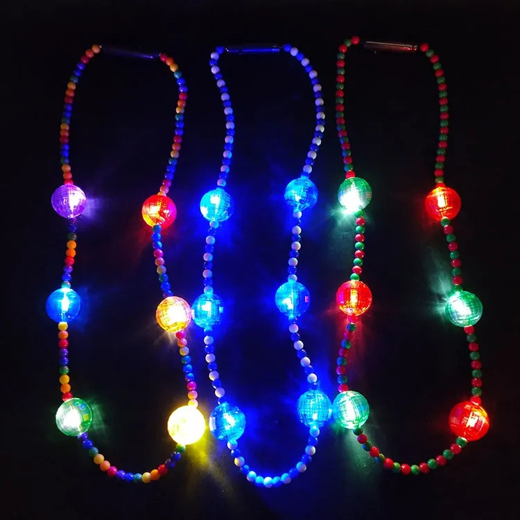 Custom 3CM LED Large Mardi Gras Beads Flash Color Beads Chain Party Holiday Carnival Gifts