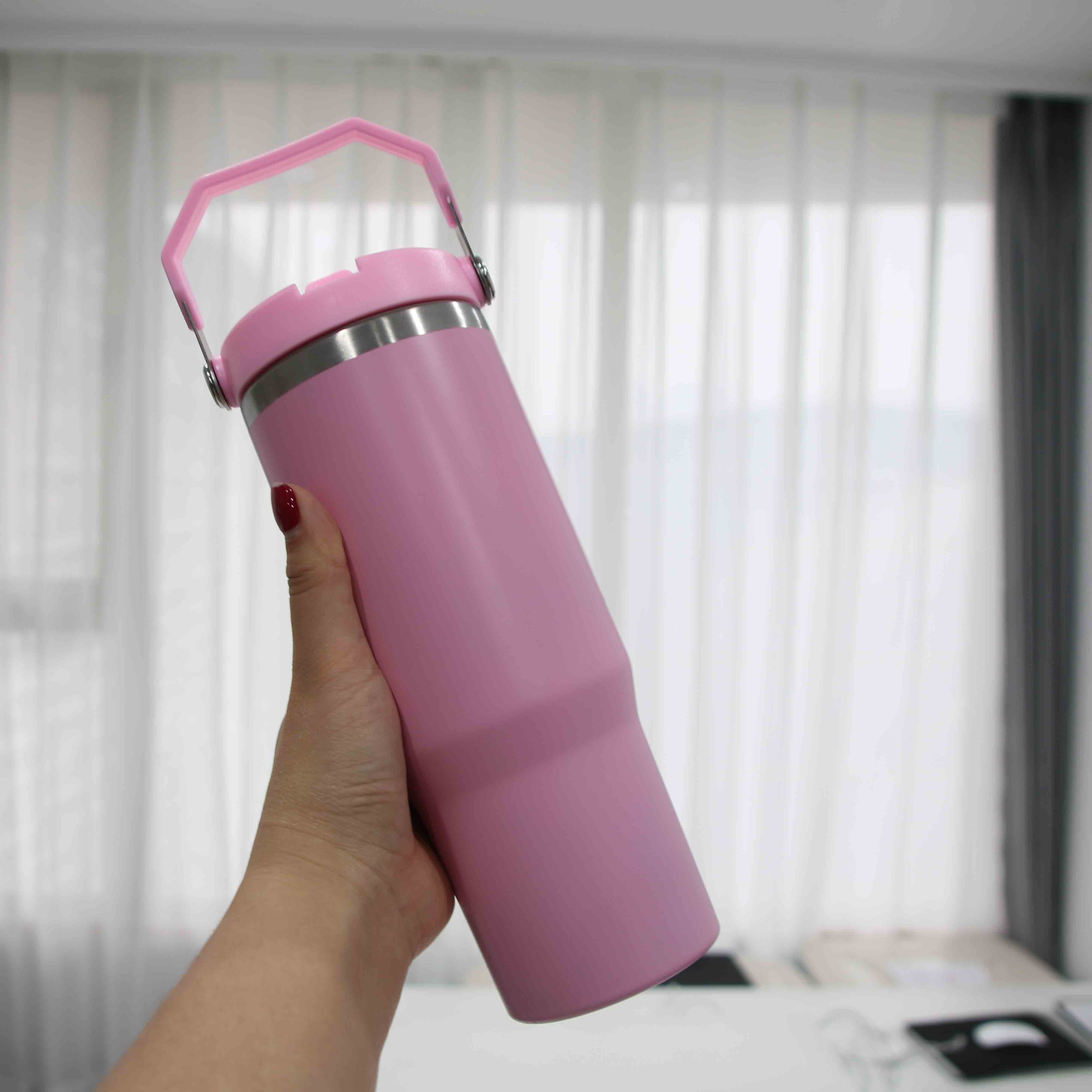 30oz flip straw sublimation water bottle school student insulated 30oz flip up sublimation tumblers with handle outdoor