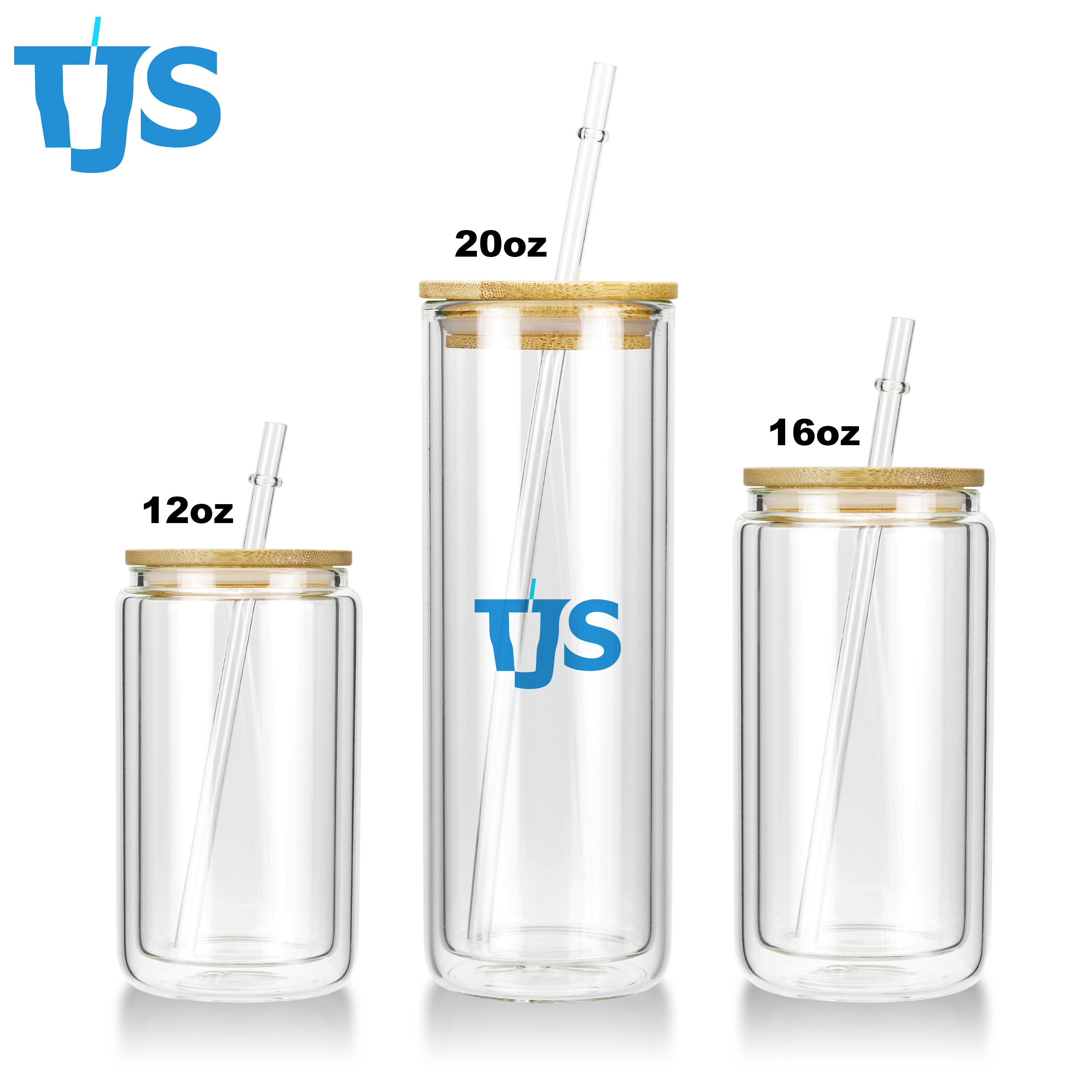 Glass snow globe tumbler double wall glass with bamboo lid and straw sublimation glass snowglobe tumblers