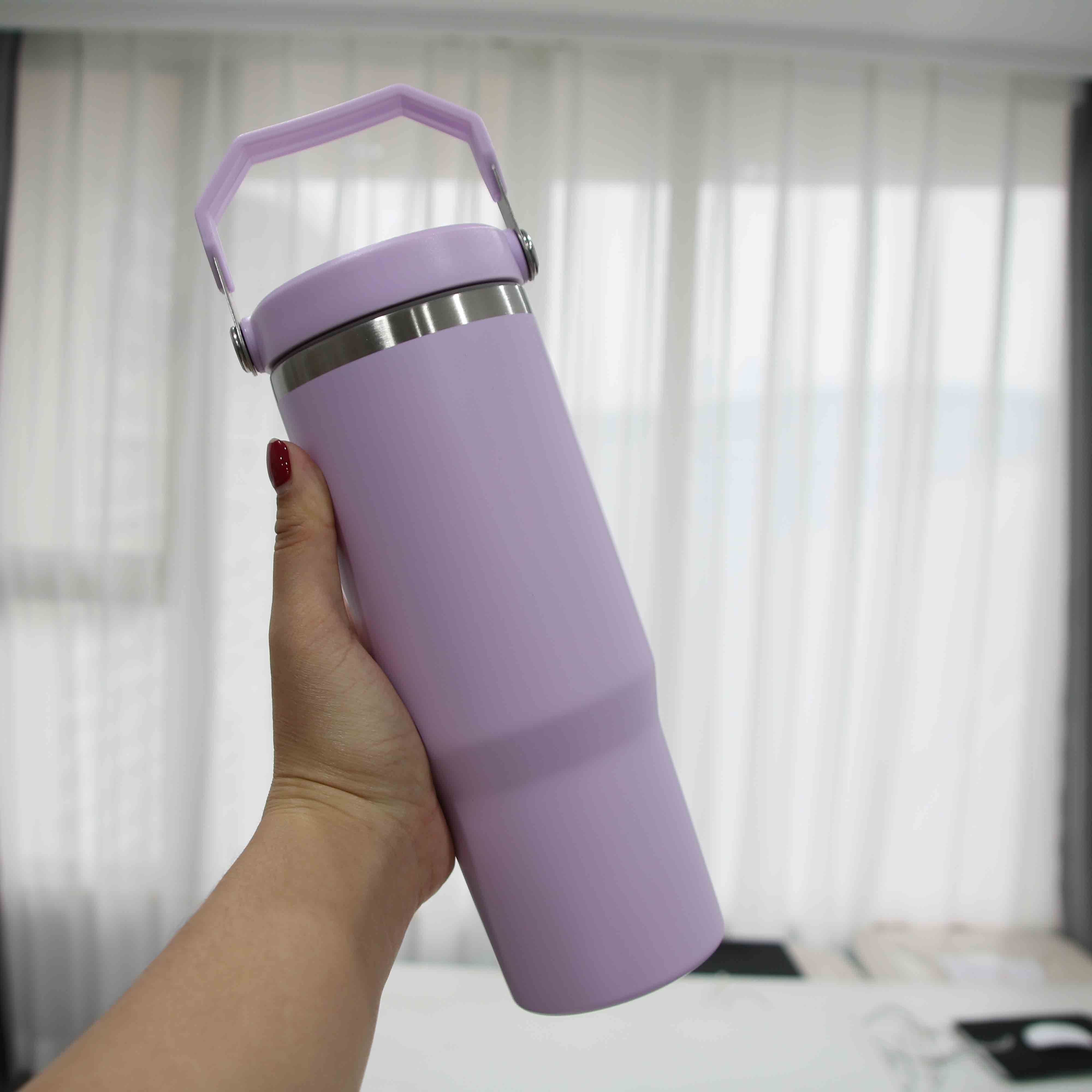 30oz flip straw sublimation water bottle school student insulated 30oz flip up sublimation tumblers with handle outdoor