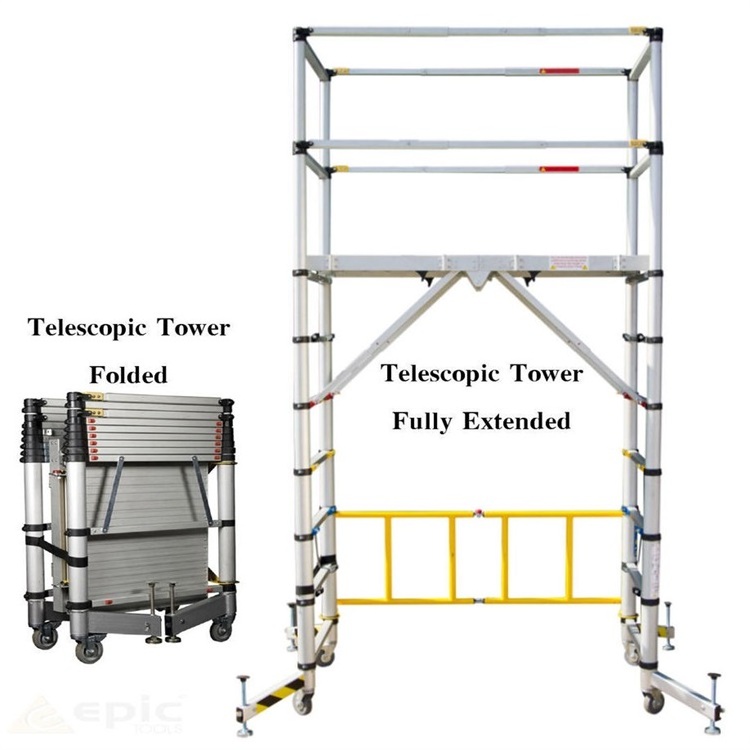 Construction aluminium telescopic tower ladder en131