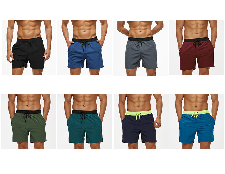 Customized Mens Compression Liner 2 in 1 Gym Shorts Beach Shorts Swim Trunks with Zipper Pocket