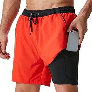 Customized Compression Liner Swimming Trunks Beach Board Shorts Walkout 2 in 1 Jogger Running Shorts for men