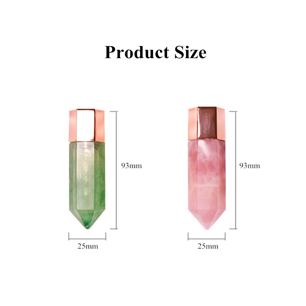 High Quality Natural Pink Rose Quartz/Green Aventurine Essential Oil Roller Ball Gua Sha Massage Bottle