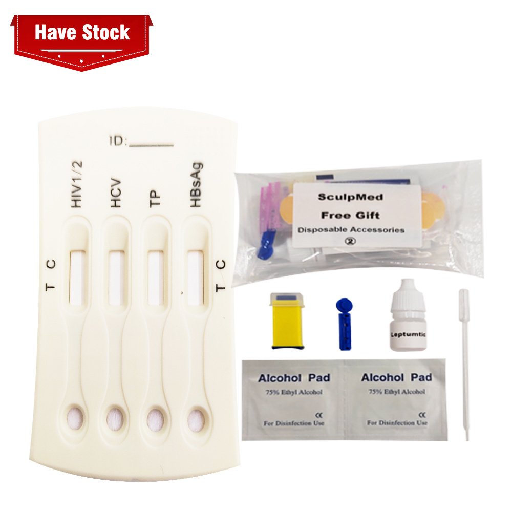 Test At Home Use 4-in-1 Multi Disease Rapid Syphilis And HIV HIV/HCV/TP/HBsAg Test Kit With Free Gift Cassette Test kit