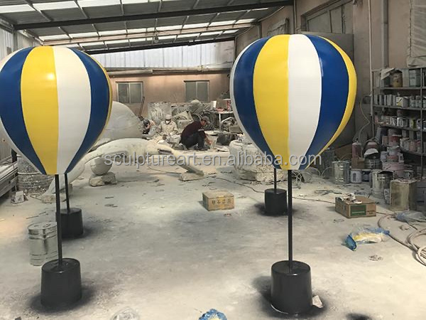 Factory modern art craft festival decorative hot air balloon resin fiberglass ornaments window shop display statue sculpture