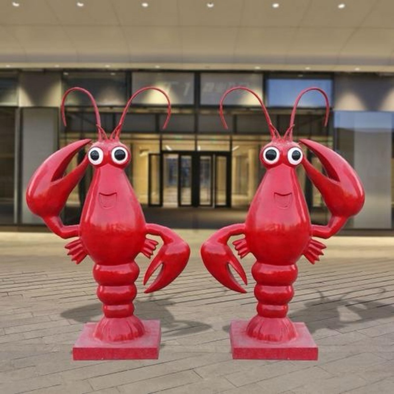 Customized cartoon fiberglass lobster sculpture for seafood restaurant hot pot restaurant fiberglass statue welcome decorations