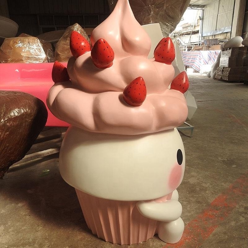 Customizable Ice Cream Resin Fiberglass Sculpture Macaron Donut Outdoor Decoration Ice Cream Fiberglass Sculpture