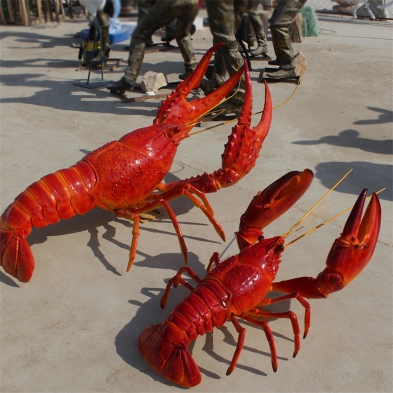 Customized cartoon fiberglass lobster sculpture for seafood restaurant hot pot restaurant fiberglass statue welcome decorations