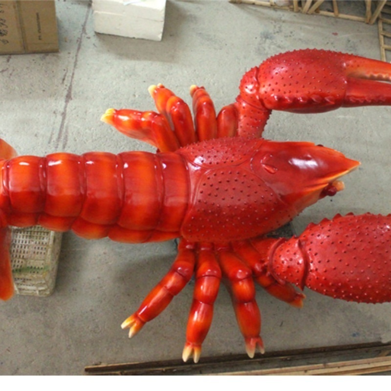 Customized cartoon fiberglass lobster sculpture for seafood restaurant hot pot restaurant fiberglass statue welcome decorations