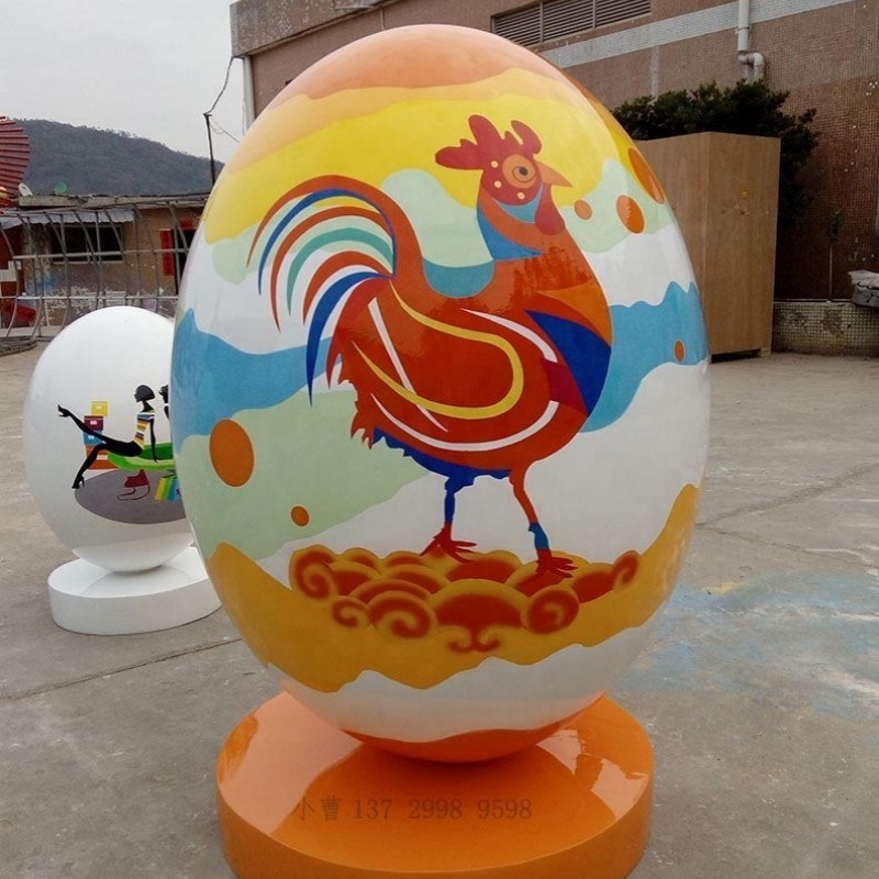 Customized Factory Fiberglass Easter Egg Props for Window Display Custom Fiberglass Sculpture Eggshell Vitrine Props