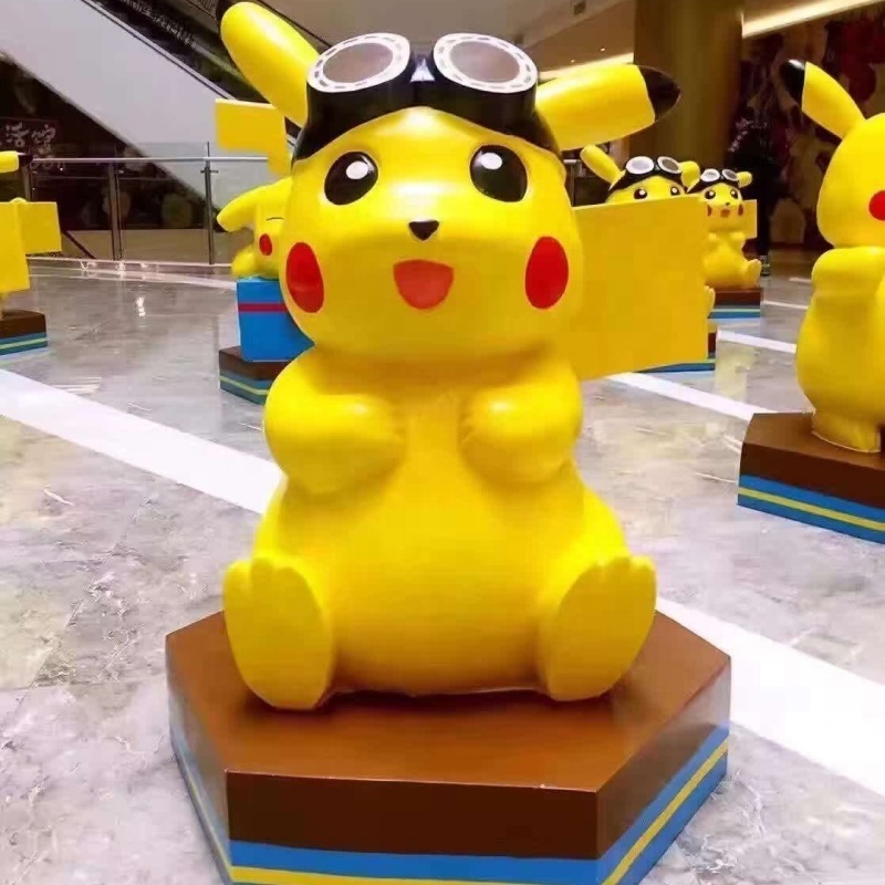 Hot Sale Outdoor Decoration Life Size High Quality Fiberglass Cartoon Pikachu Sculpture Big Resin Pikachu Fiberglass Statue