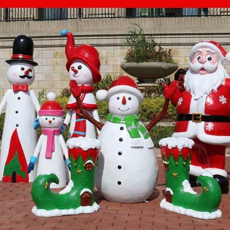 Large High Quality Customized Christmas Ornament Fiberglass Santa Sleigh Decoration Stone Carvings & Sculptures