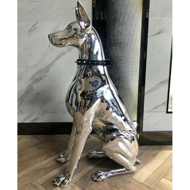 Factory Life Size Animal Dog Resin Fiberglass Modern Home Decor Electroplated Standing Fiberglass Dog sculpture Statue