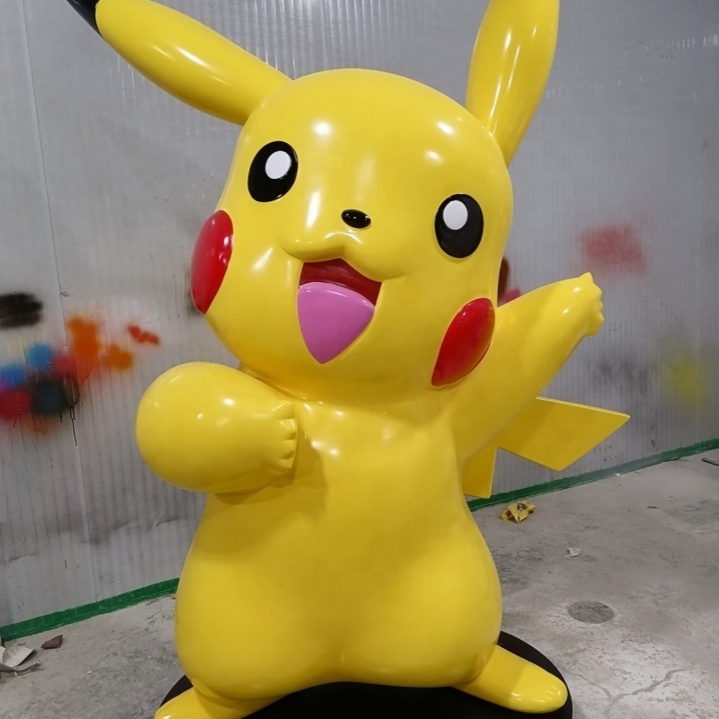 Hot Sale Outdoor Decoration Life Size High Quality Fiberglass Cartoon Pikachu Sculpture Big Resin Pikachu Fiberglass Statue