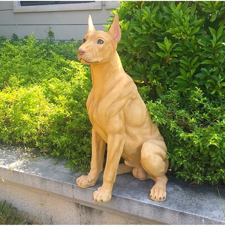 Customize Outdoor Animal Dog Fiberglass Material Statue Sculpture Life Size Fiberglass Dog Resin Statue Sculpture For Decoration