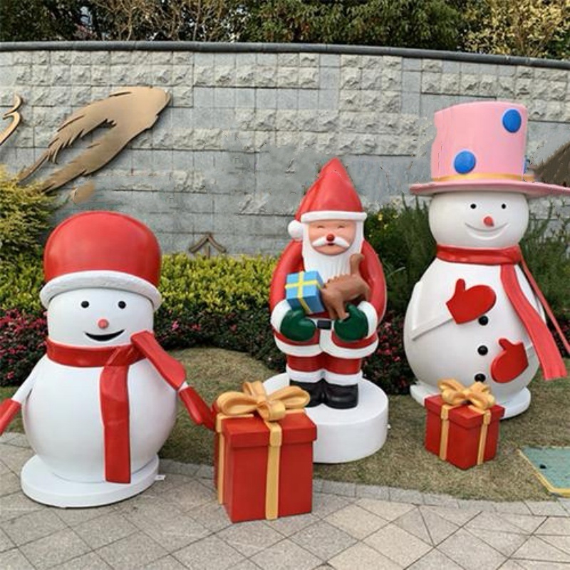 Large High Quality Customized Christmas Ornament Fiberglass Santa Sleigh Decoration Stone Carvings & Sculptures