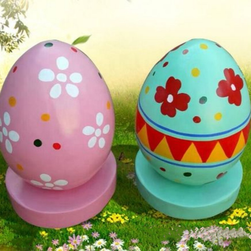 Customized Factory Fiberglass Easter Egg Props for Window Display Custom Fiberglass Sculpture Eggshell Vitrine Props