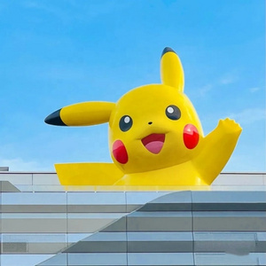 Hot Sale Outdoor Decoration Life Size High Quality Fiberglass Cartoon Pikachu Sculpture Big Resin Pikachu Fiberglass Statue