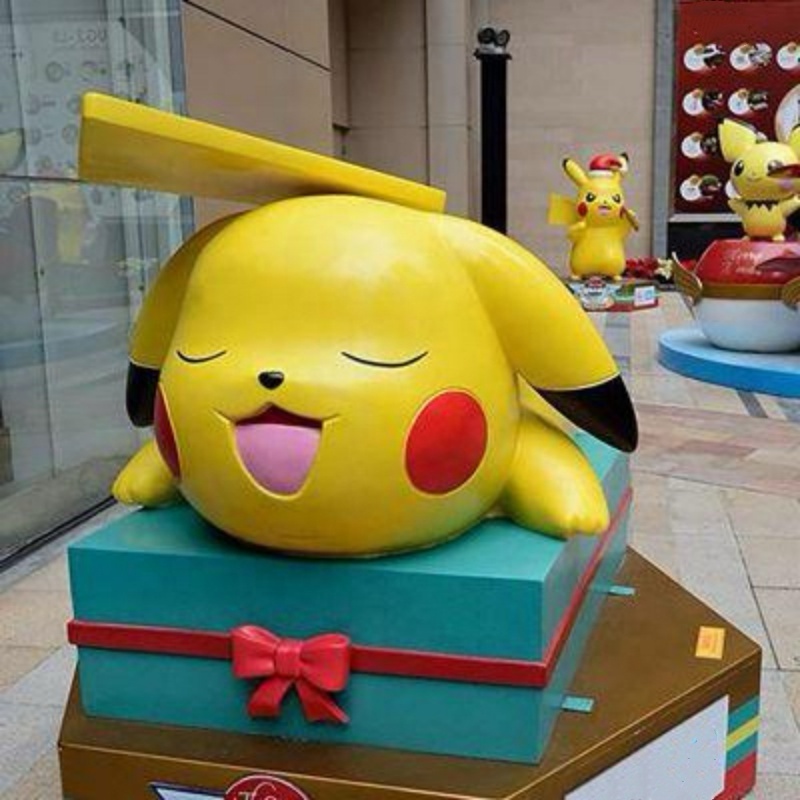 Hot Sale Outdoor Decoration Life Size High Quality Fiberglass Cartoon Pikachu Sculpture Big Resin Pikachu Fiberglass Statue