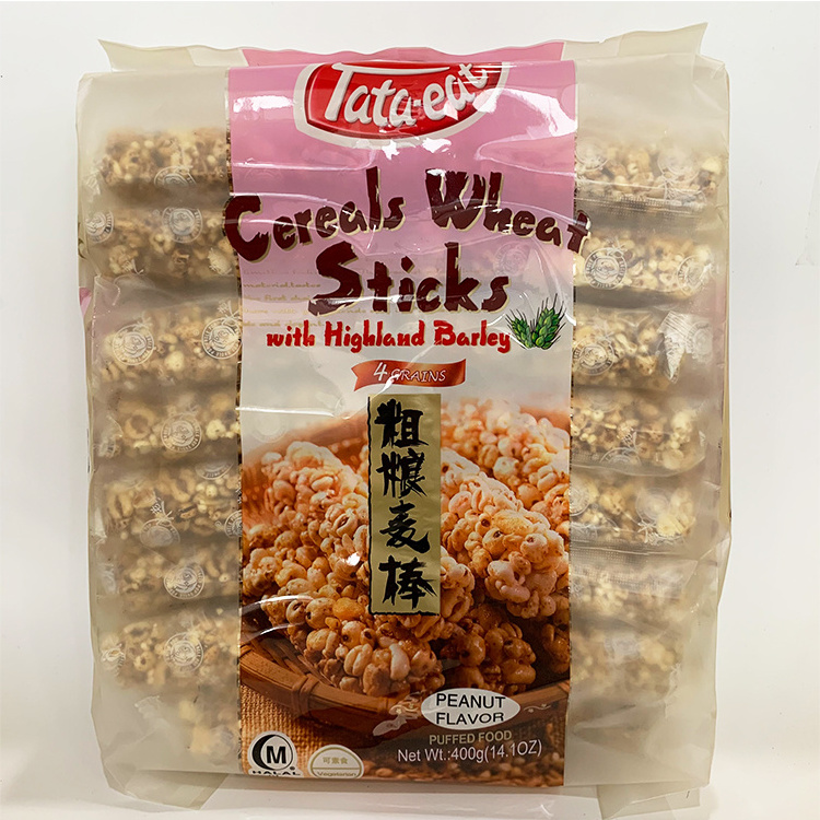 Uncle Pop Healthy Rice Snacks Peanut Flavor 400g X10bags Wheat Cracker Sweet With Highland Barley Sticks Wholegrain