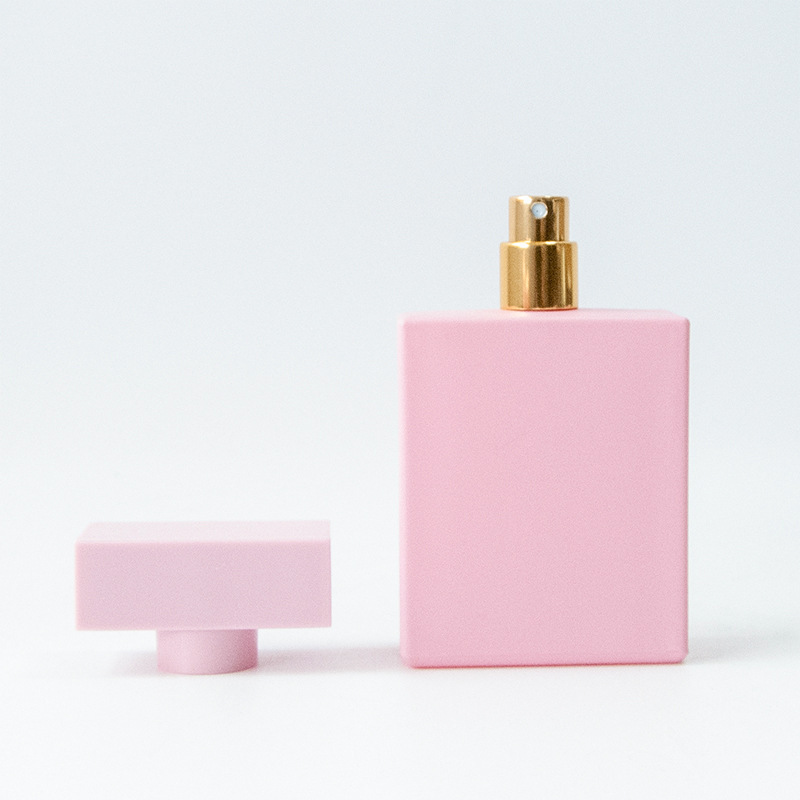 Matte Pink 50ml Glass Perfume Bottle Perfume Gold Pray Bottle