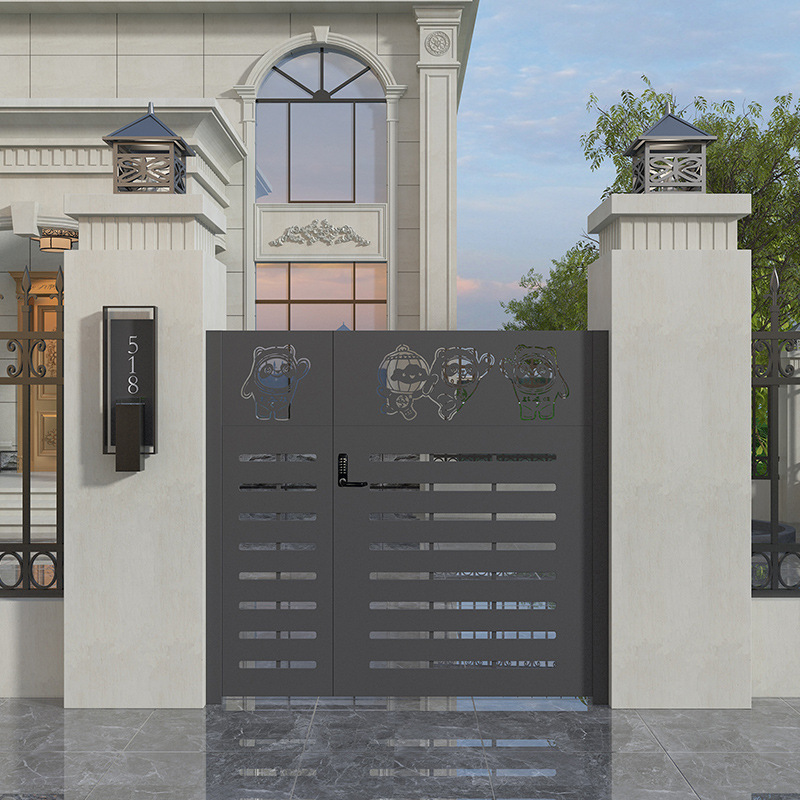 Modern villa  garden gate wrought iron courtyard gate  fence small electric garage door apartment main gate design