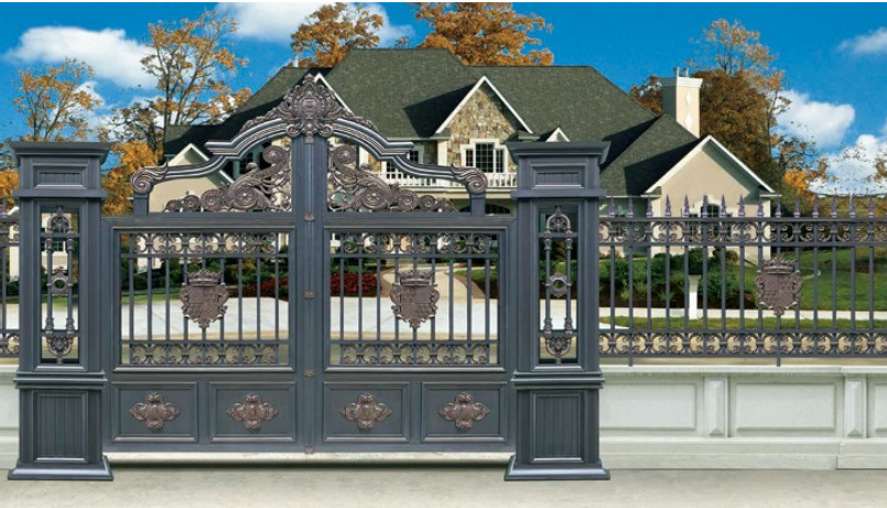 Wrought iron double steel for main security door steel  retail security doors homes luxury palace entrance door