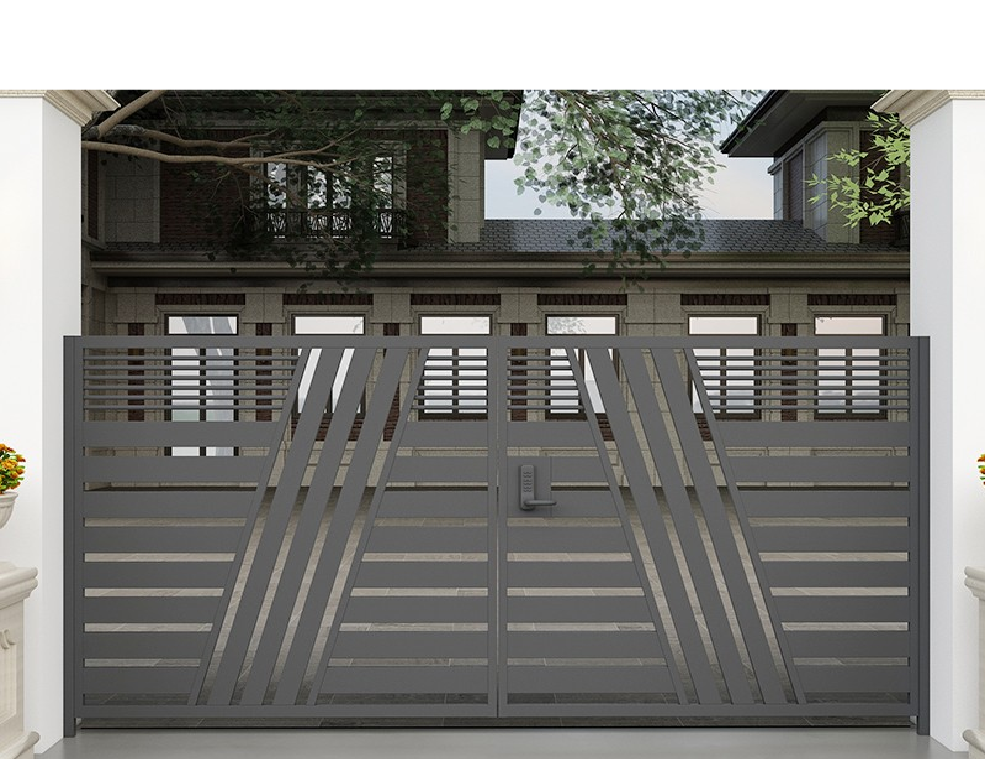 Aluminum Doors Bi-fold high quality style main gate front security steel door arch steel doors wrought iron villa gate designs