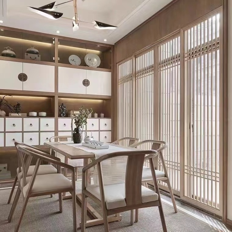 Japanese style sliding door solid wood partition door