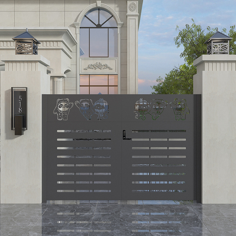 Modern villa  garden gate wrought iron courtyard gate  fence small electric garage door apartment main gate design